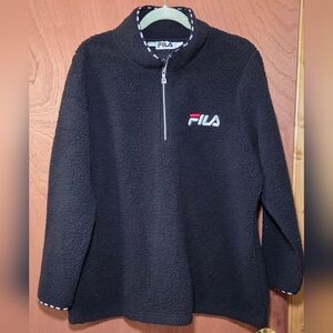 Fila Black Sherpa Half-Zip Pullover with Logo 2x